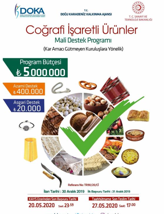 2020 YILI COĞRAFİ İŞARETLİ ÜRÜNLER MALİ DESTEK PROGRAMI